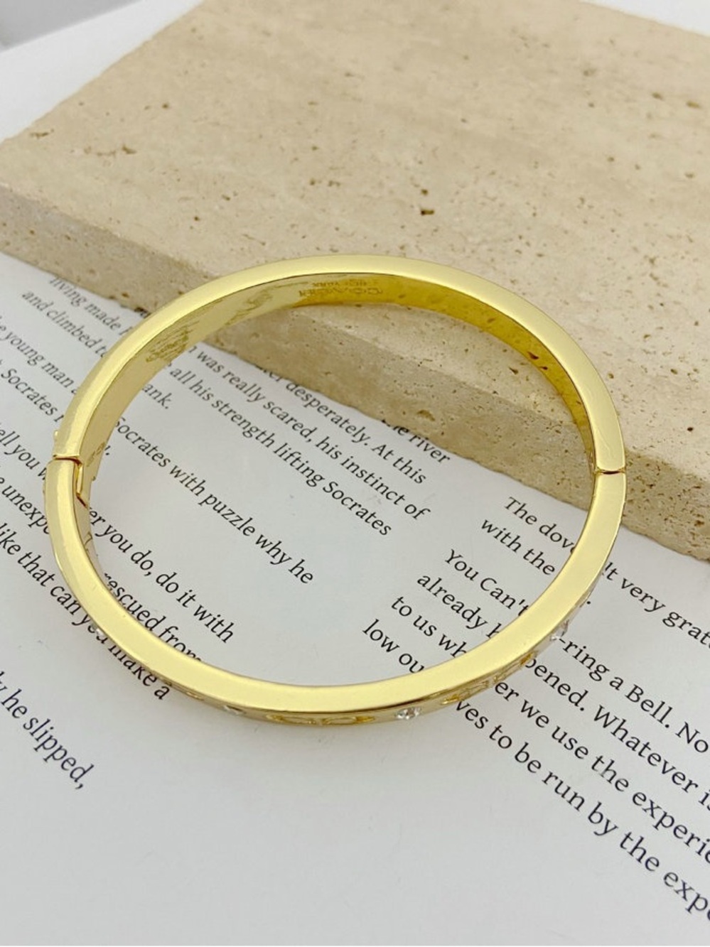 Coach Gold-Tone Logo Bangle with Crystal Accents - Picture 4 of 6